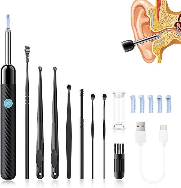 Upgrade Ear Wax Removal, Ear Cleaner with Camera and Light, Ear Cleaning Kit with 7 Pcs Set, Ear Camera with 1080P, Earwax Removal Kit with 6 Ear Picks