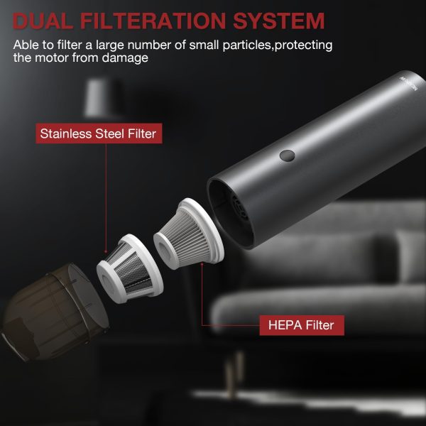 Upgrade Car Vacuum Portable Car Vacuum Cleaner High Power 10000PA with Detachable Power Bank, Handheld Vacuum Cordless 7500 mAh Battery, Small Hand Vacuum with USB Charging for Car, Home, Office
