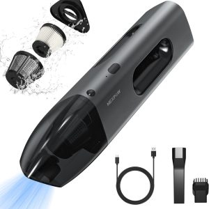 Upgrade Car Vacuum Portable Car Vacuum Cleaner High Power 8000PA,Compact Hand Vacuum Cordless Rechargeable in Gray Aluminum Alloy,Hand held Vacuum Cordless for Car Interior Care with Dual Filter