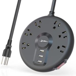 Upgrade Power Strip, Surge Protector, 6 Outlets and 3 USB Ports 6.5FT Long Extension Cord, ZSIMC Sleek Socket Overload Surge Protection, Flat Plug Charging Station Compact for Dorm Room, Office, Home,