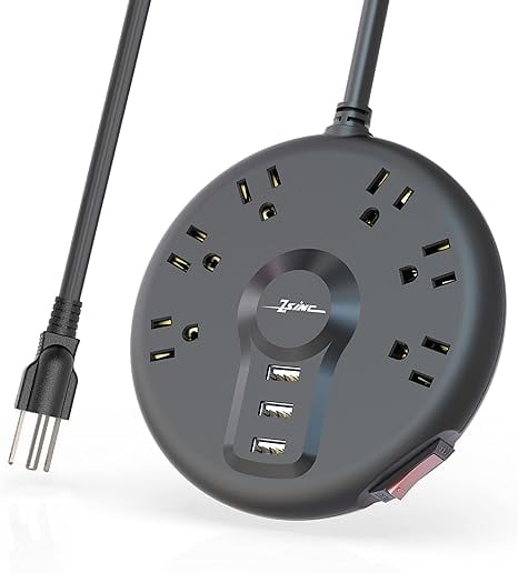 Upgrade Power Strip, Surge Protector, 6 Outlets and 3 USB Ports 6.5FT Long Extension Cord, ZSIMC Sleek Socket Overload Surge Protection, Flat Plug Charging Station Compact for Dorm Room, Office, Home,