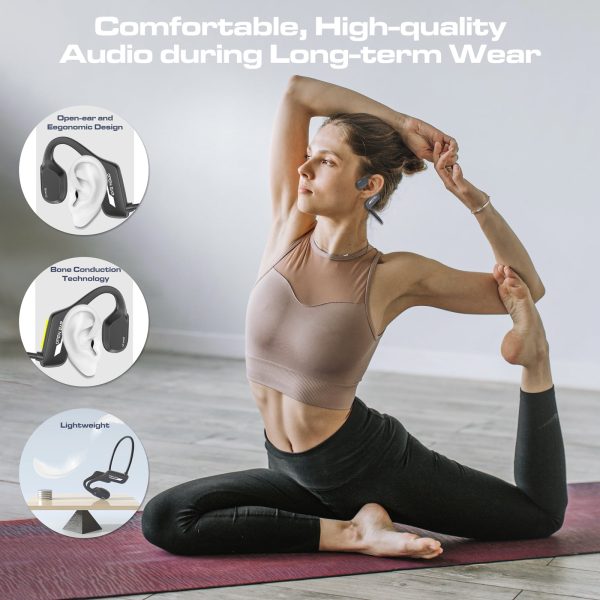 Upgrade Bone Conduction Swim Headphones, Open Ear Wireless Bluetooth Headsets, IP68 Headphones with Bluetooth 5.3 and 8GB MP3 Player for Run, Hike