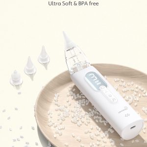 Upgrade Nasal Aspirator for Baby: USB Rechargeable Electric Nose Suction, Gentle Effective Nose Sucker with 3 Levels of Adjustable Suction LED Night Light