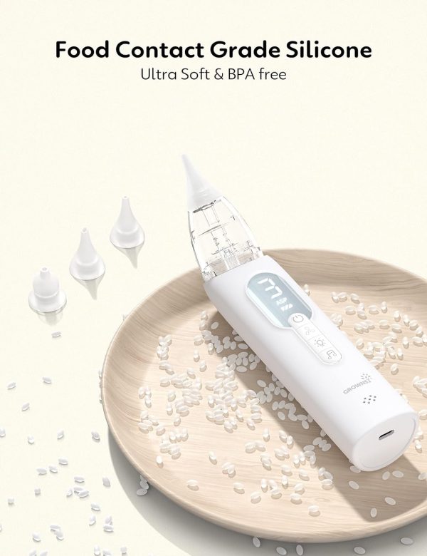 Upgrade Nasal Aspirator for Baby: USB Rechargeable Electric Nose Suction, Gentle Effective Nose Sucker with 3 Levels of Adjustable Suction LED Night Light