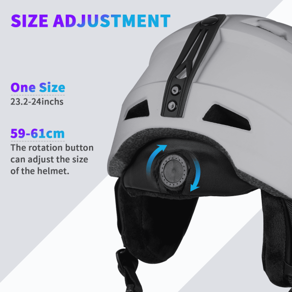 Upgrade Ski & Snowboard Helmet for Adults - Durable ABS Shell, Protective EPS Foam & 10 Cooling Vents - Adjustable Fit for Men & Women-Grey